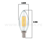 FOCO VELA E14 FILAMENTO 4W TRANSP SIN COLA 2700K LUZ CÁLIDA ILUMINA