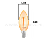 FOCO VELA E14 FILAMENTO 4W ÁMBAR SIN COLA 2700K LUZ CÁLIDA ILUMINA