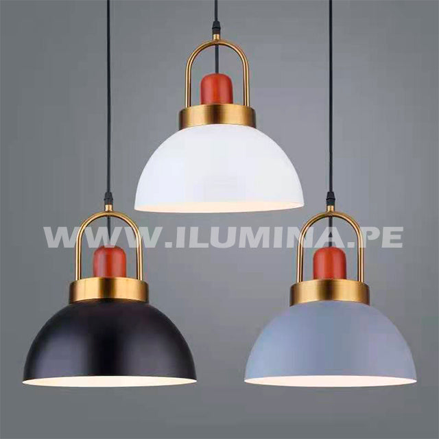 LAMPARAS COLGANTES DE CAMPANA DE ALUMINIO BLANCO CON MADERA CON PIEZA DORADA SATINADA EXCLUSIVA. LAMPARA DECORATIVA COLGANTE EXCLUSIVA DECORATIVA PARA TECHO PARA RESTAURANTES, PARA NEGOCIOS, PARA PROYECTOS HOTELEROS, PARA HOTELES, PARA TERRAZAS, LAMPARAS DECORATIVAS DE ALUMINIO DE UNA LUZ PARA TECHO. LAMPARAS DECORATIVAS EXCLUSIVAS DE DISEÑADOR COLOR BLANCO COLOR DORADO COLOR MADERA. VENTA DE LUMINARIAS EN SURQUILLO EN SAN BORJA EN SURCO, EN LA MOLINA, EN SANTIAGO DE SURCO, EN MONTERRICO,.