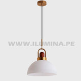 LAMPARAS COLGANTES DE CAMPANA DE ALUMINIO BLANCO CON MADERA CON PIEZA DORADA SATINADA EXCLUSIVA. LAMPARA DECORATIVA COLGANTE EXCLUSIVA DECORATIVA PARA TECHO PARA RESTAURANTES, PARA NEGOCIOS, PARA PROYECTOS HOTELEROS, PARA HOTELES, PARA TERRAZAS, LAMPARAS DECORATIVAS DE ALUMINIO DE UNA LUZ PARA TECHO. LAMPARAS DECORATIVAS EXCLUSIVAS DE DISEÑADOR COLOR BLANCO COLOR DORADO COLOR MADERA. VENTA DE LUMINARIAS EN SURQUILLO EN SAN BORJA EN SURCO, EN LA MOLINA, EN SANTIAGO DE SURCO, EN MONTERRICO,.