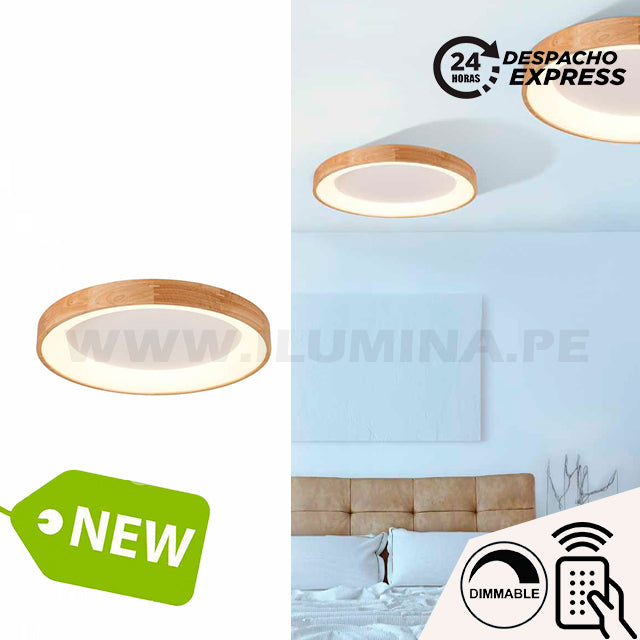 LÁMPARA DE TECHO DORINA LED WOOD 45W + CONTROL REMOTO