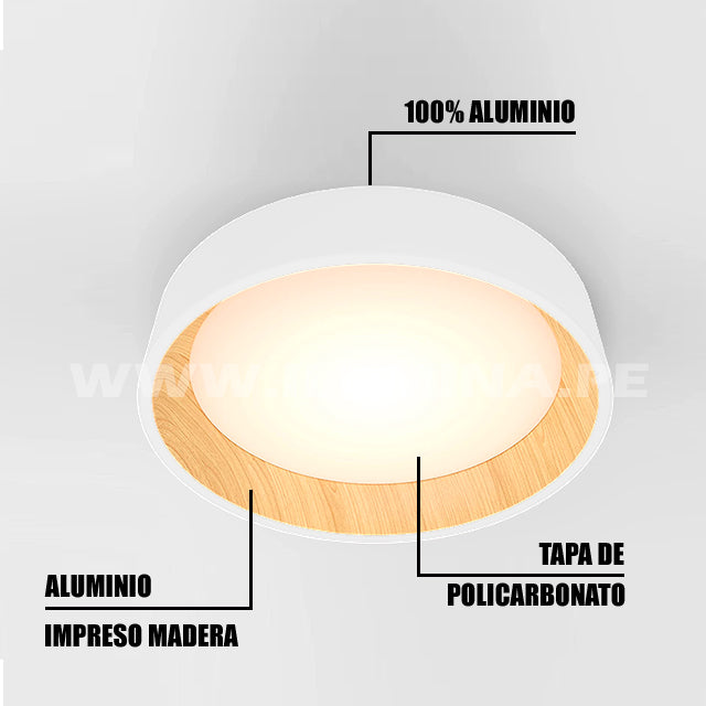 LÁMPARA DE TECHO ARTIKA WHITE LED WOOD 45W + CONTROL REMOTO
