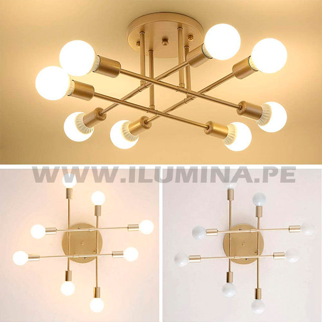 LÁMPARA COLGANTE LOUSIANA GOLD LED + FOCO LED G80 PAVONADO 10W TRICOLOR