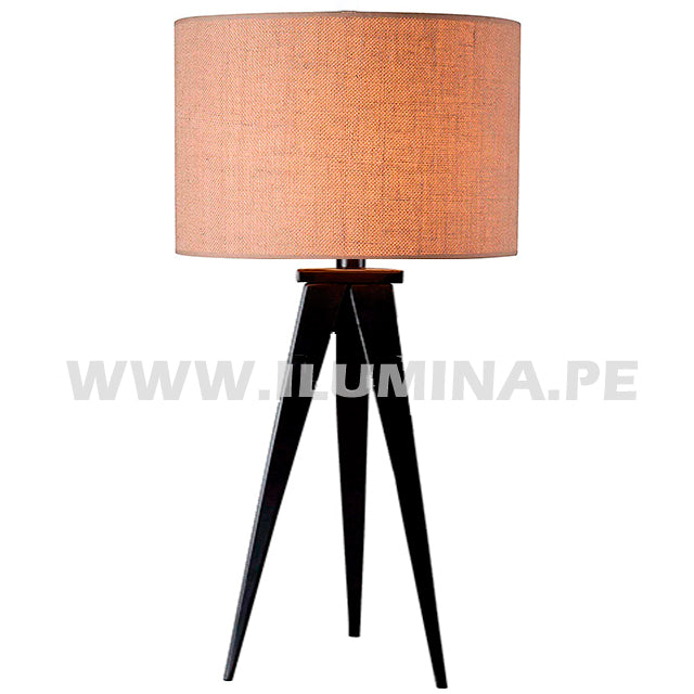 LÁMPARA DE MESA TRIPODE DE MADERA TIFFANY