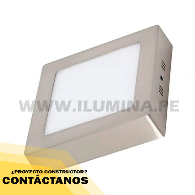 PANEL PLATEADO LED CUADRADO 12W ADOSABLE SIMPLE LUZ CÁLIDA 3000K