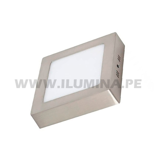 PANEL PLATEADO LED CUADRADO 12W ADOSABLE SIMPLE LUZ CÁLIDA 3000K