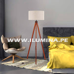 LÁMPARA DE PIE TRÍPODE DE MADERA AMPARO