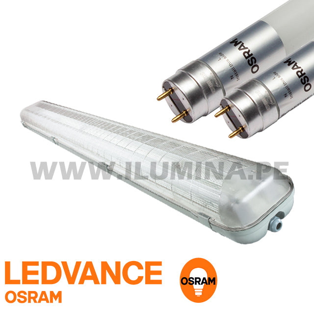 LUMINARIA HERMÉTICA TIPO INDIKO LED 1.20M OSRAM 02LUCES LUZ CÁLIDA