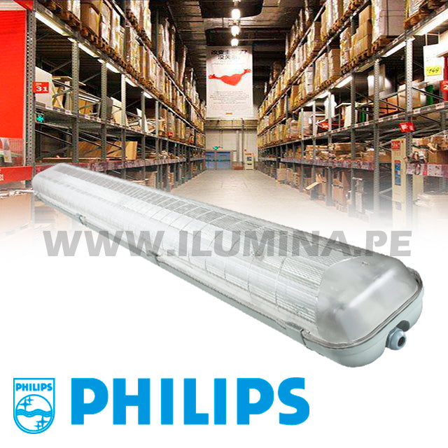 LUMINARIA HERMÉTICA TIPO INDIKO LED 1.20M PHILIPS 02LUCES LUZ BLANCA