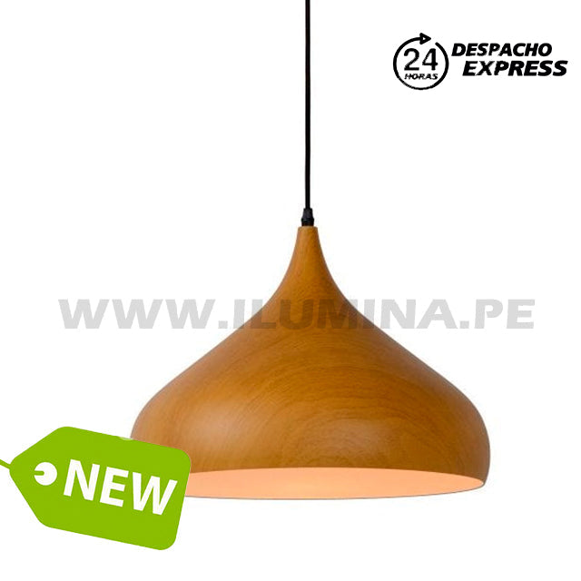 LÁMPARA COLGANTE CAMPANA DE ALUMINIO WOOD NOREL / SIN FOCO