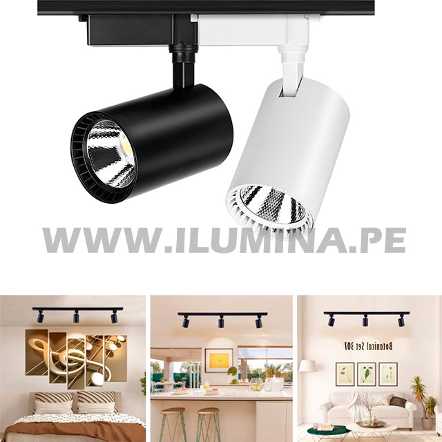 SPOT DE RIEL ROXY 18W LED COLOR NEGRO LUZ CÁLIDA